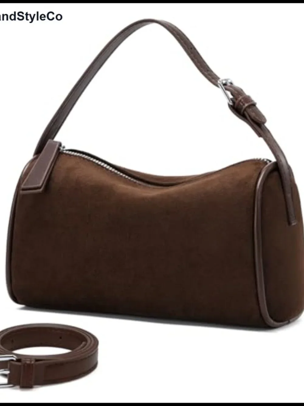 Faux Suede Hobo Bag for Women, Small Barrel Crossbody Purse with Adjustable